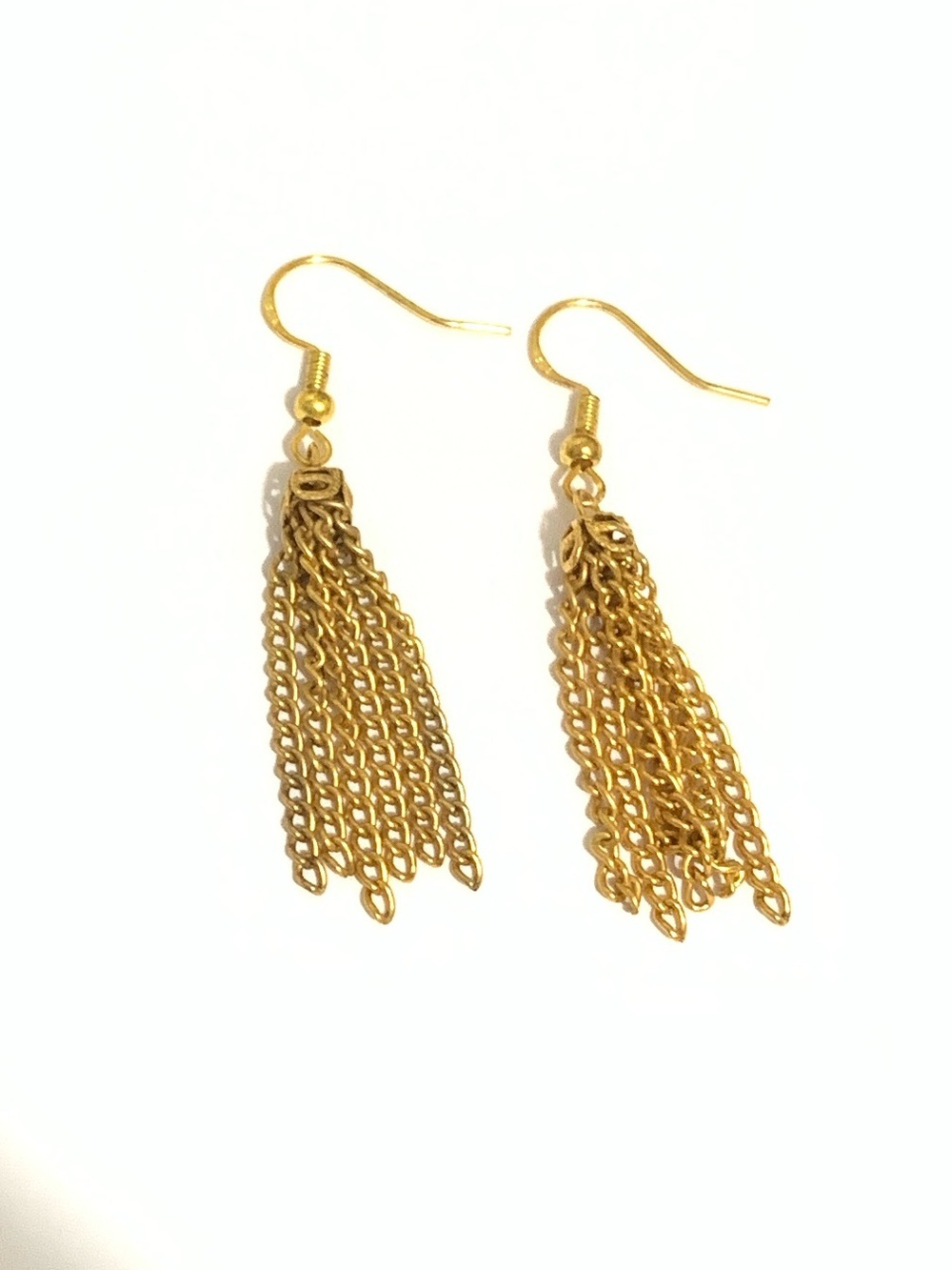 Vintage Gold Tone Tassel Drop Earrings
